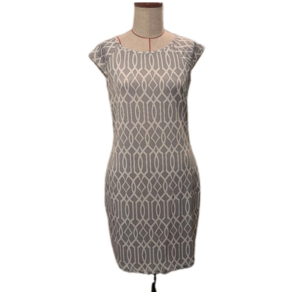 Women Size S Jean-Pierre Klifa Paris Lily Sheath in Celtic Gray White